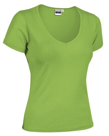 ROXY | T-Shirt de Gola em V para Mulher 50% Poliéster 50% Algodão Corte Estreito | Personalizável | Várias Cores