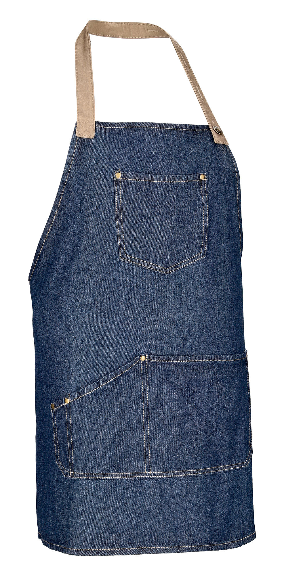 MARLON | Avental com Peito Multibolsos em Denim Pré-Lavado 100% Algodão | Personalizável | Várias Cores