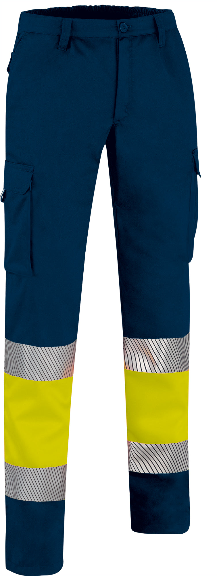 BUDAPEST | Calças Alta Visibilidade Bicolor Mono-Elásticas com 6 Bolsos Certificadas EN ISO 20471 | Personalizável | Várias Cores