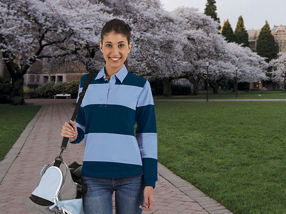 KICK | Polo de Rugby Manga Comprida para Mulher Slim Fit 100% Algodão Bicolor | Personalizável | Várias Cores
