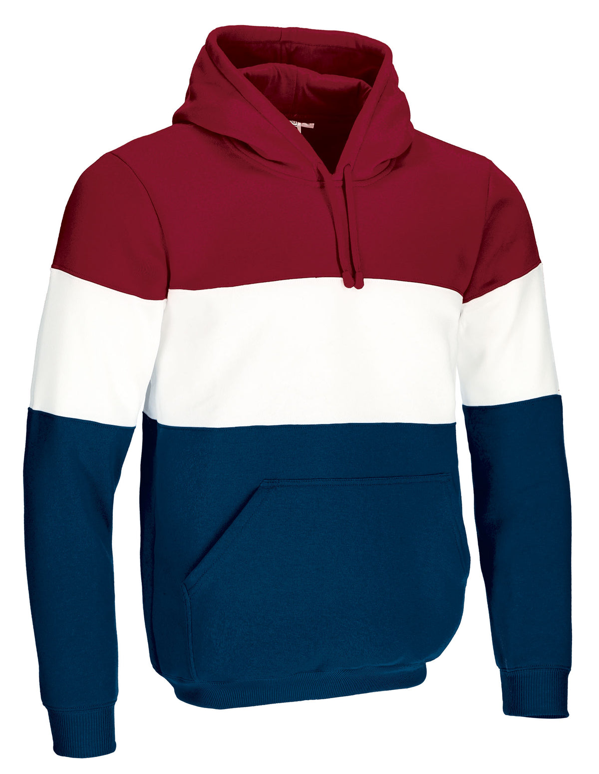 VARSITY | Sweatshirt com Capuz e Bolso Canguru Tricolor Tato Algodão 100% Poliéster | Personalizável | Várias Cores
