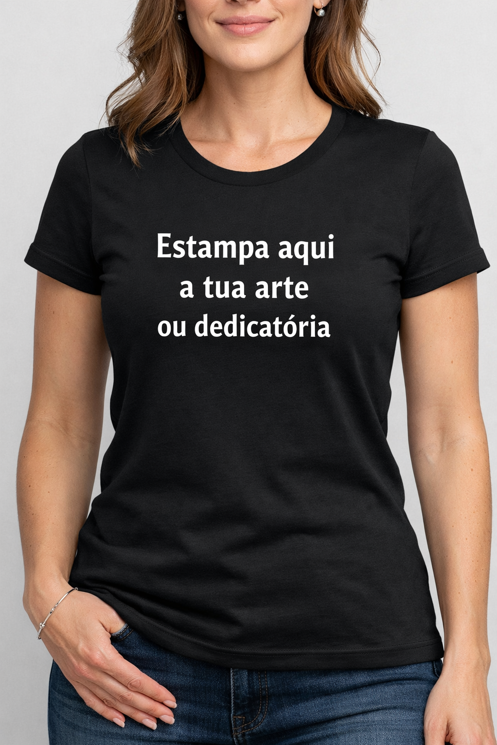 T-shirt corte feminino Paris 100% algodão, personaliza...