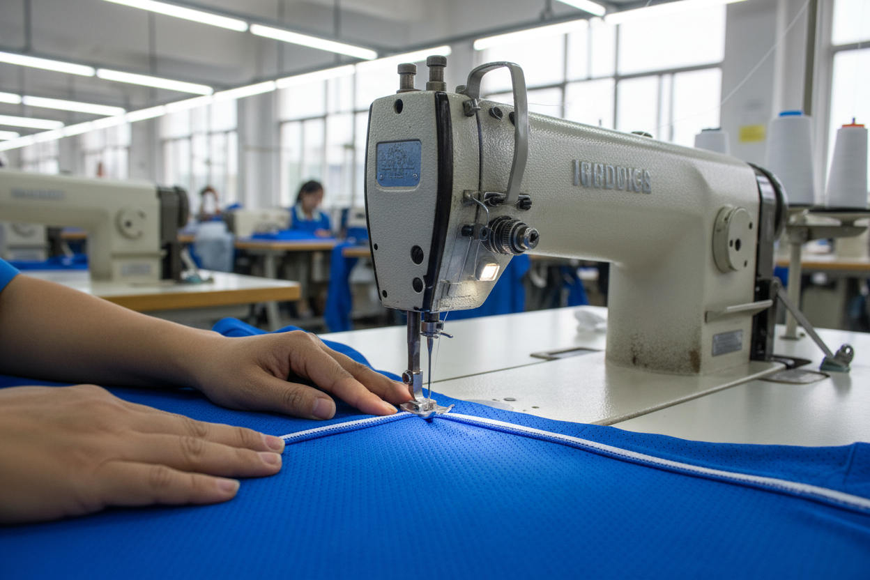 Máquina de costura industrial a coser uniforme na Cosyart